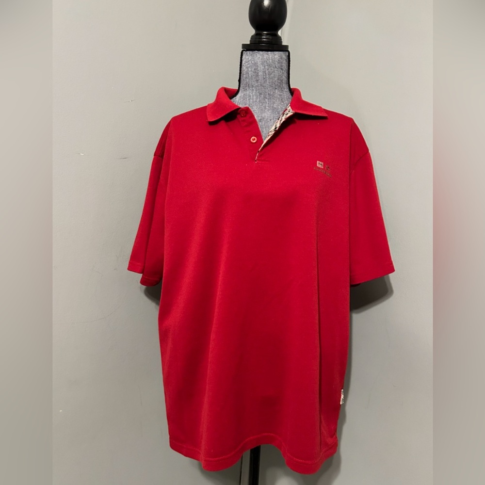 Burberry London Red Collar Polo Size XXL
